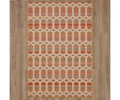 Cabana Rust & Tan Geometric Outdoor Area Rug, (4' X 5.5') -Carpet Promotion 810600657 A0 2 1