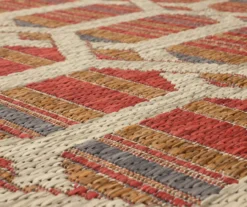 Cabana Rust & Tan Geometric Outdoor Area Rug, (4' X 5.5') -Carpet Promotion 810600657 A8 3 1