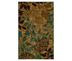Mystic Garden Brown & Blue Floral Area Rug, (5' X 8')