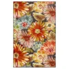 Charm Orange & Green Floral Area Rug, (5' X 8')