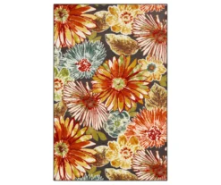 Charm Orange & Green Floral Area Rug, (5' X 8')