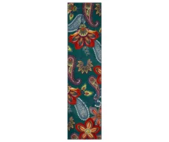 Whinston Dark Blue & Red Paisley Area Rug, (2' X 5')