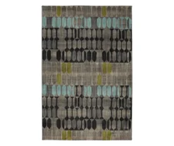 Carlton Lagoon Blue & Brown Abstract Area Rug, (8' X 11')