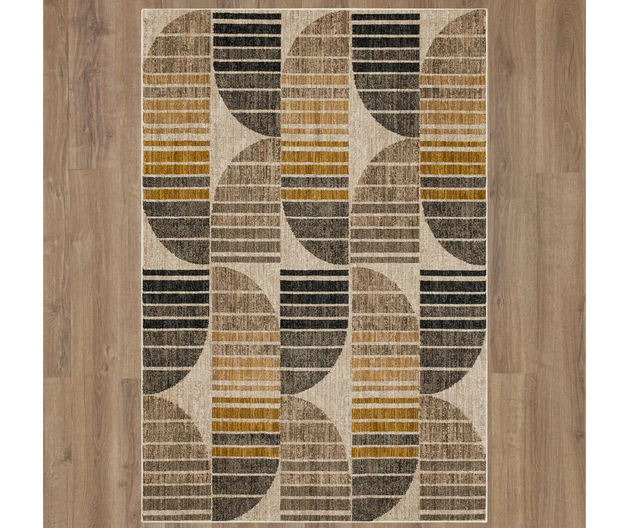 Crescent Oyster Taupe & Mustard Abstract Area Rug, (8' X 11') 4 Crescent Oyster Taupe & Mustard Abstract Area Rug, (8' X 11') - Image 4