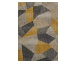 Downtown Mustard & Gray Geometric Area Rug, (8' X 11')