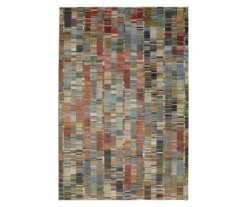 Mohawk Iola Blue & Red Multi-Color Lines Area Rug