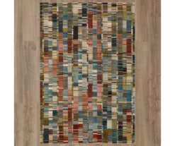 Mohawk Iola Blue & Red Multi-Color Lines Area Rug -Carpet Promotion 810600692 A0 2