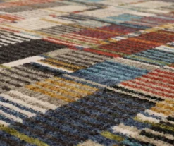 Iola Blue & Red Multi-Color Lines Area Rug, (8' X 11') -Carpet Promotion 810600693 A8 3 1