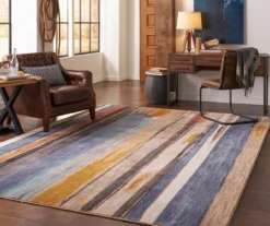 Mohawk Eureka Blue & Yellow Abstract Stripe Area Rug -Carpet Promotion 810600696 A0 3