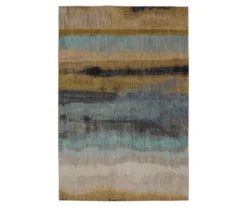 Mohawk Odin Lagoon Blue & Tan Abstract Area Rug