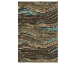 Mohawk Amos Lagoon Blue & Brown Wavy Stripe Area Rug