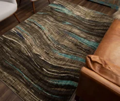 Mohawk Amos Lagoon Blue & Brown Wavy Stripe Area Rug 22 Mohawk Amos Lagoon Blue & Brown Wavy Stripe Area Rug -Carpet Promotion 810600702 A0 4