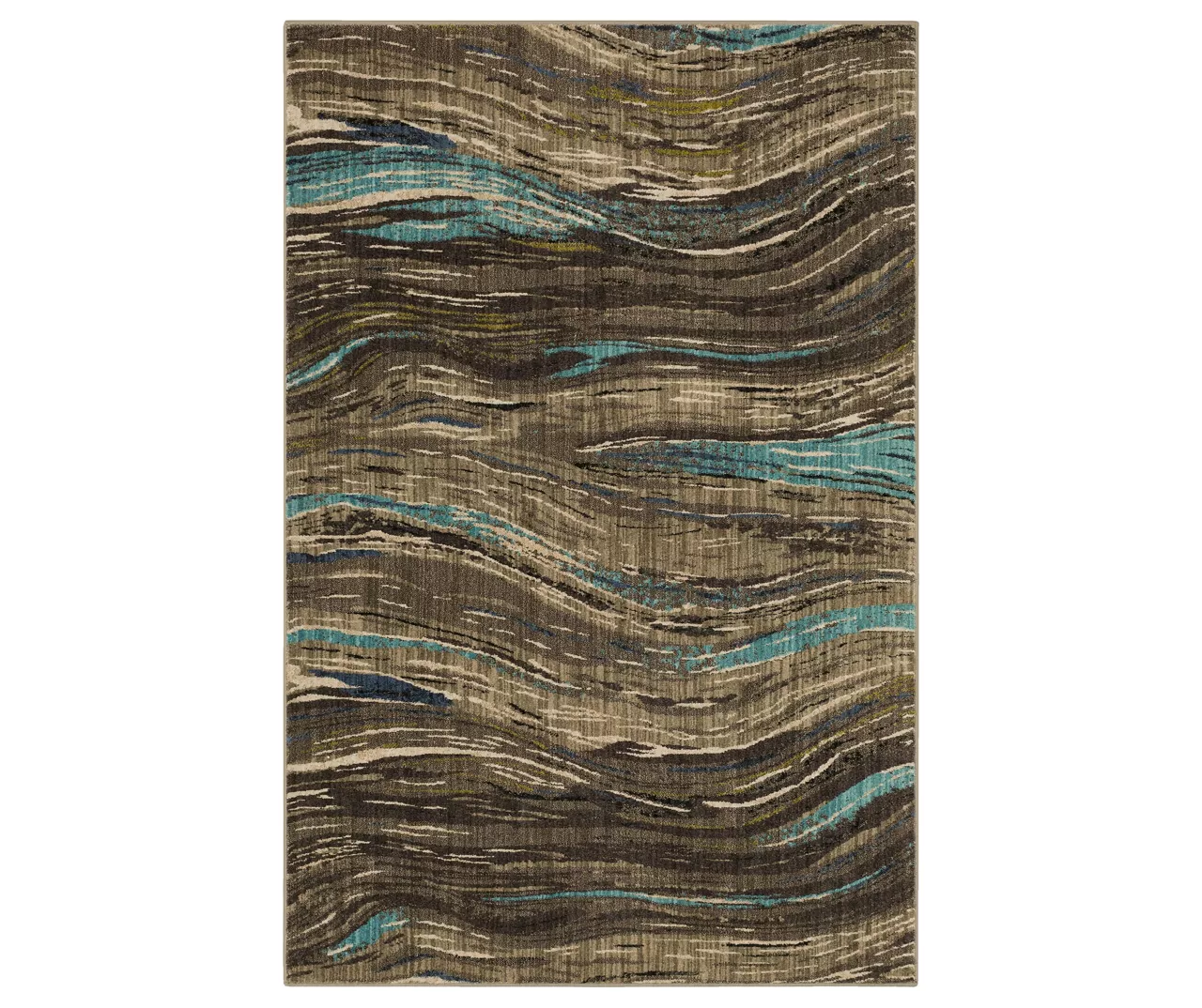 Mohawk Amos Lagoon Blue & Brown Wavy Stripe Area Rug 2 Mohawk Amos Lagoon Blue & Brown Wavy Stripe Area Rug - Image 2