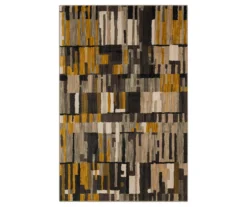 Bacchus Mustard & Gray Color Block Area Rug, (8' X 11')