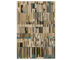 Mohawk Bacchus Lagoon Blue & Taupe Color Block Area Rug
