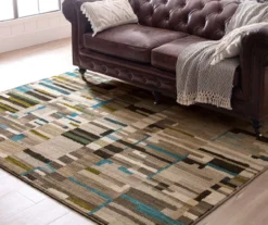Mohawk Bacchus Lagoon Blue & Taupe Color Block Area Rug -Carpet Promotion 810600706 A0 4