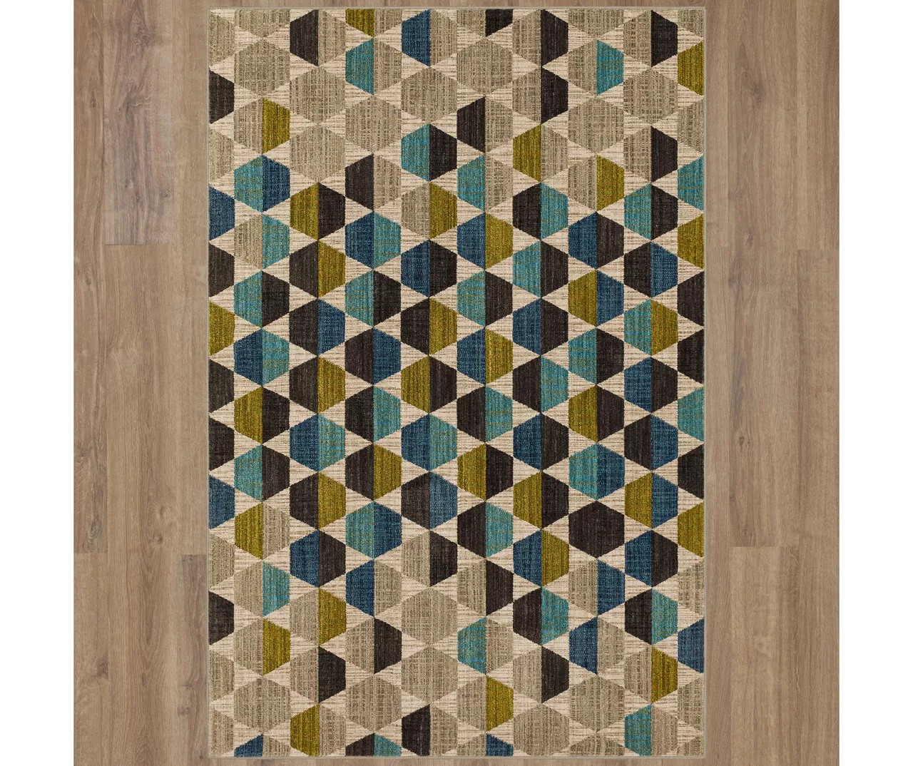Brock Lagoon Blue & Olive Geometric Area Rug, (8' X 11') 4 Brock Lagoon Blue & Olive Geometric Area Rug, (8' X 11') - Image 4
