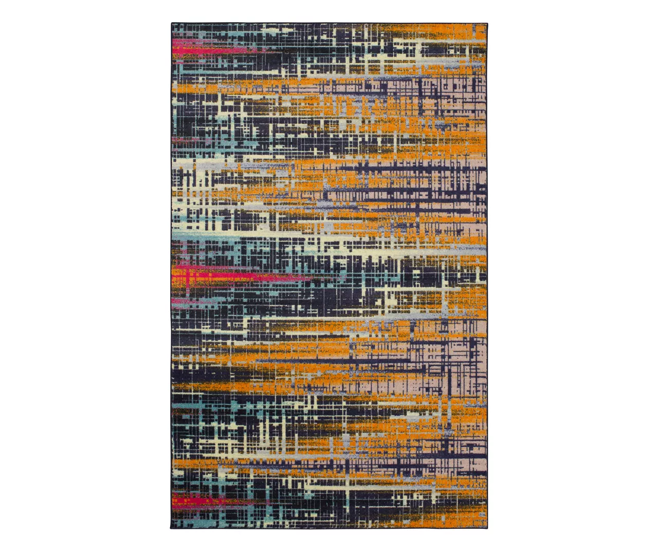 Kaven Orange & Navy Crosshatch Area Rug, (2' X 3') 1 Kaven Orange & Navy Crosshatch Area Rug, (2' X 3')