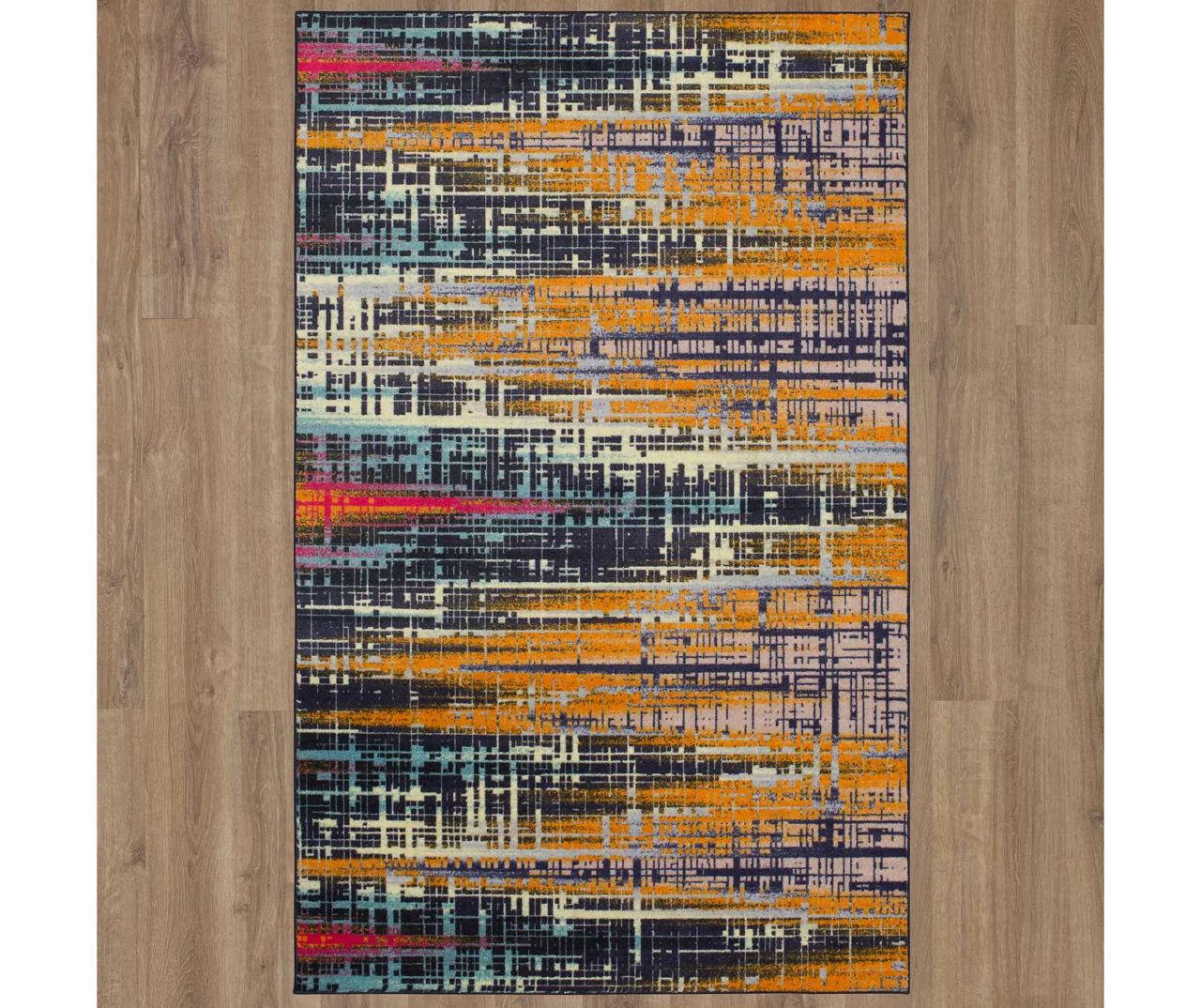 Kaven Orange & Navy Crosshatch Area Rug, (2' X 3') 3 Kaven Orange & Navy Crosshatch Area Rug, (2' X 3') - Image 3