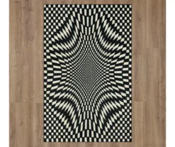Black & White Twisted Checkerboard Area Rug, (5' X 8') -Carpet Promotion 810600761 A0 2