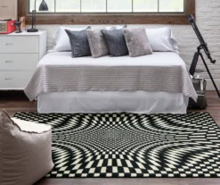 Black & White Twisted Checkerboard Area Rug, (5' X 8') -Carpet Promotion 810600761 A0 3