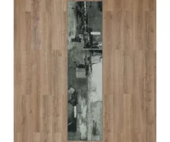 Fusion Gray & Black Abstract Area Rug, (2.5' X 10') -Carpet Promotion 810600782 A0 2