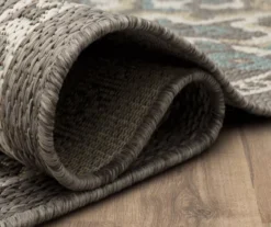 Coastal Desire Light Gray & Turquoise Ornamental Outdoor Area Rug, (4' X 5.5') -Carpet Promotion 810600827 A8 5