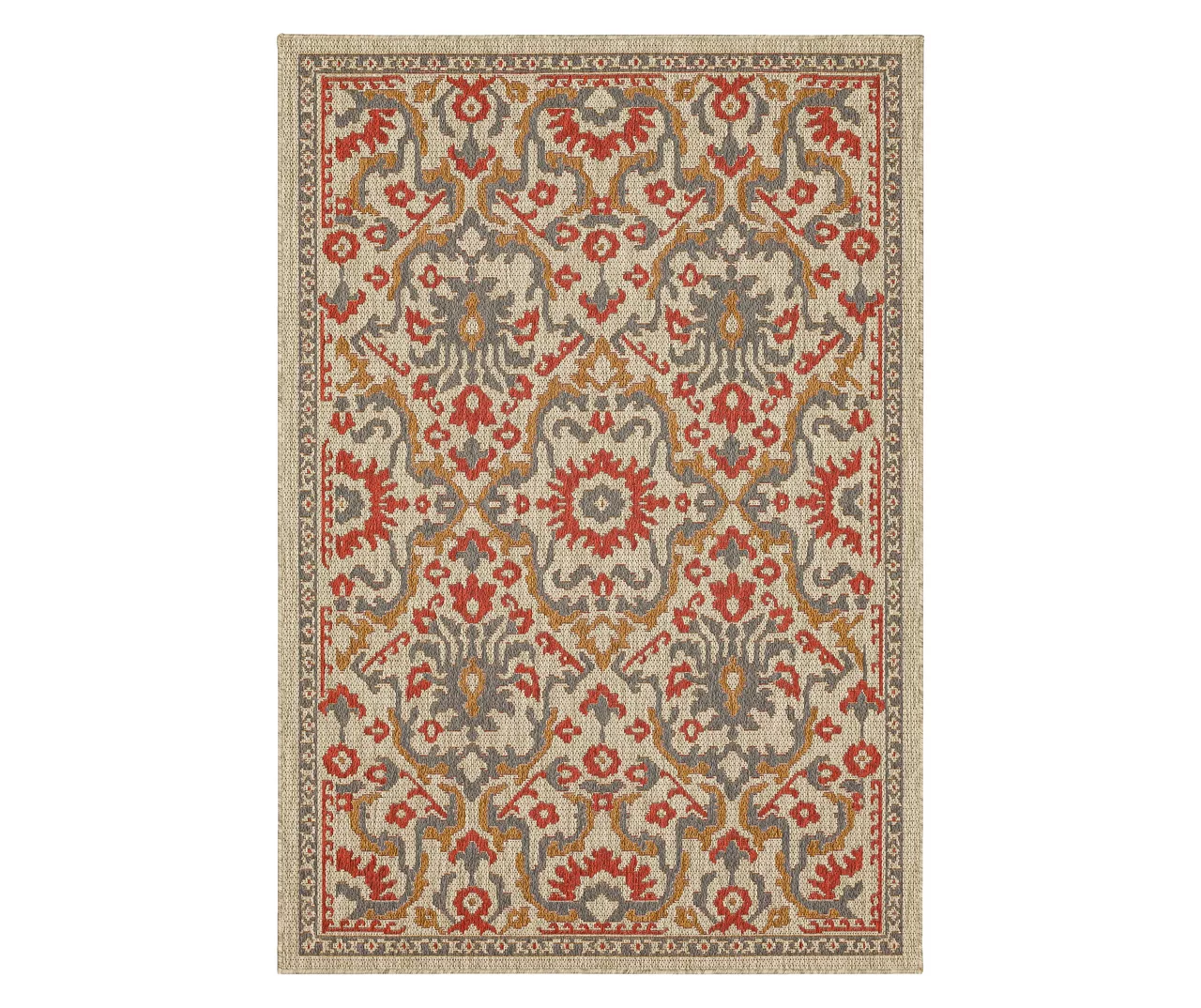 Coastal Desire Rust & Beige Ornamental Outdoor Area Rug, (8' X 10') 1 Coastal Desire Rust & Beige Ornamental Outdoor Area Rug, (8' X 10')