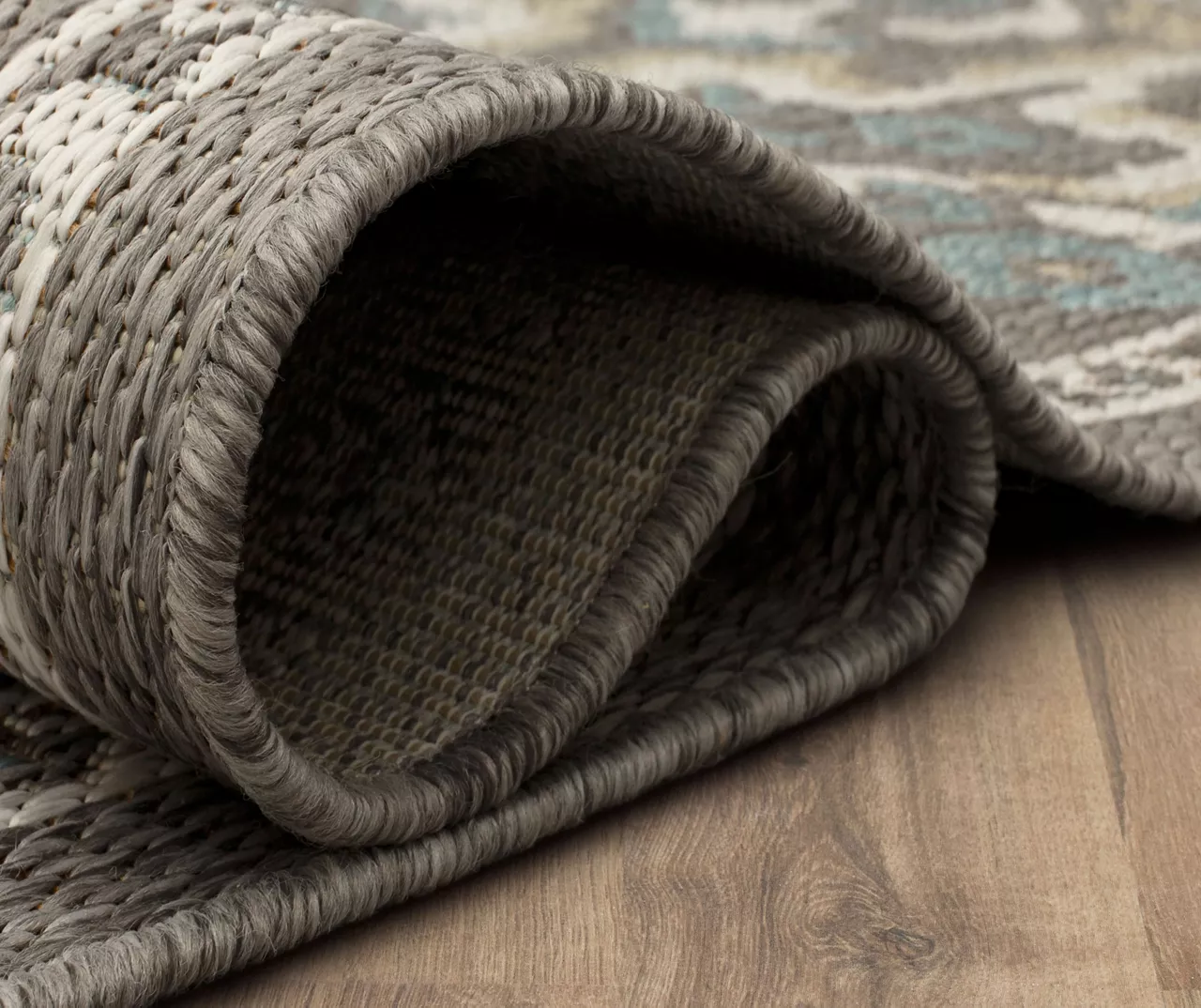 Coastal Desire Light Gray & Turquoise Ornamental Outdoor Area Rug, (2.5' X 6') 9 Coastal Desire Light Gray & Turquoise Ornamental Outdoor Area Rug, (2.5' X 6') - Image 9