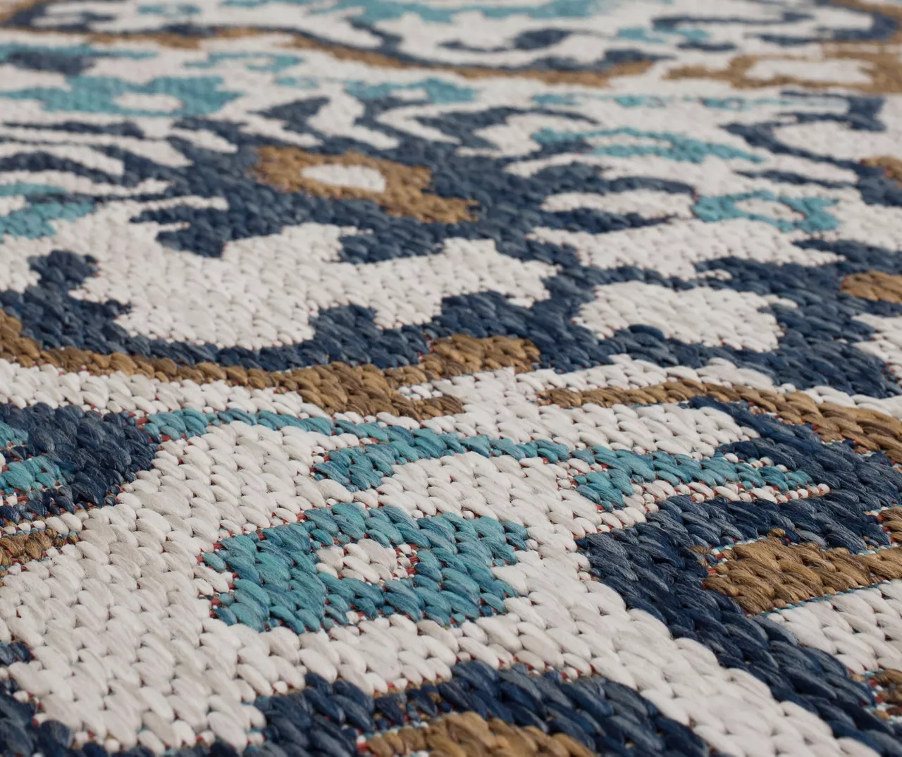 Coastal Desire Blue & Brown Ornamental Outdoor Area Rug, (2.5' X 6') 4 Coastal Desire Blue & Brown Ornamental Outdoor Area Rug, (2.5' X 6') - Image 4