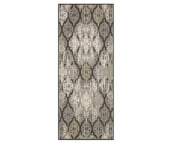 Paradise Grove Dark Gray & Tan Arabesque Outdoor Area Rug, (2.5' X 6')
