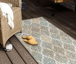 Paradise Grove Light Gray & Turquoise Arabesque Outdoor Area Rug, (2.5' X 6') -Carpet Promotion 810600841 A0 3