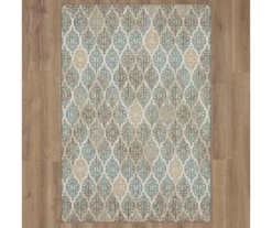 Paradise Grove Light Gray & Turquoise Arabesque Outdoor Area Rug, (4' X 5.5') -Carpet Promotion 810600842 A0 2
