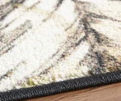 Tan & Green Painted Feathers Area Rug, (8' X 10') -Carpet Promotion 810600845 A8 4