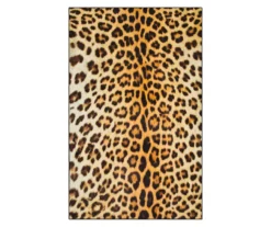 Yellow & Black Leopard Print Area Rug, (5' X 8')
