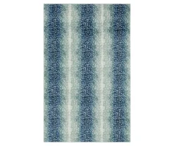 Blue & White Antelope Print Area Rug, (2' X 3')