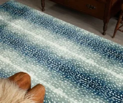 Blue & White Antelope Print Area Rug, (5' X 8') -Carpet Promotion 810600874 A0 4