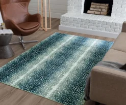 Blue & White Antelope Print Area Rug, (5' X 8') -Carpet Promotion 810600874 A0 6