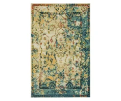 Essa Blue & Beige Ornamental Area Rug, (5' X 8')