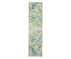 Danae Teal & Beige Geometric Area Rug, (2' X 8')