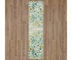 Danae Teal & Beige Geometric Area Rug, (2' X 8') -Carpet Promotion 810600904 A0 2 1