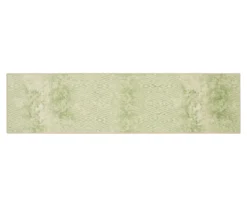 Maisie Cream & Green Geometric Area Rug, (2.5' X 8')