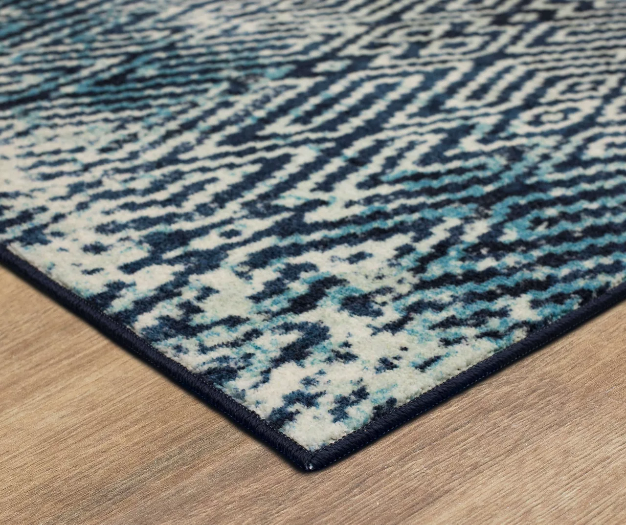 Maisie Navy & White Geometric Area Rug, (2' X 5') 3 Maisie Navy & White Geometric Area Rug, (2' X 5') - Image 3