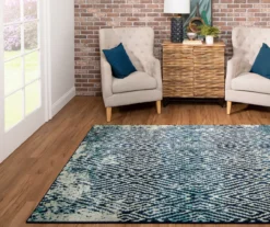 Maisie Navy & White Geometric Area Rug, (5' X 8') -Carpet Promotion 810600926 A0 4