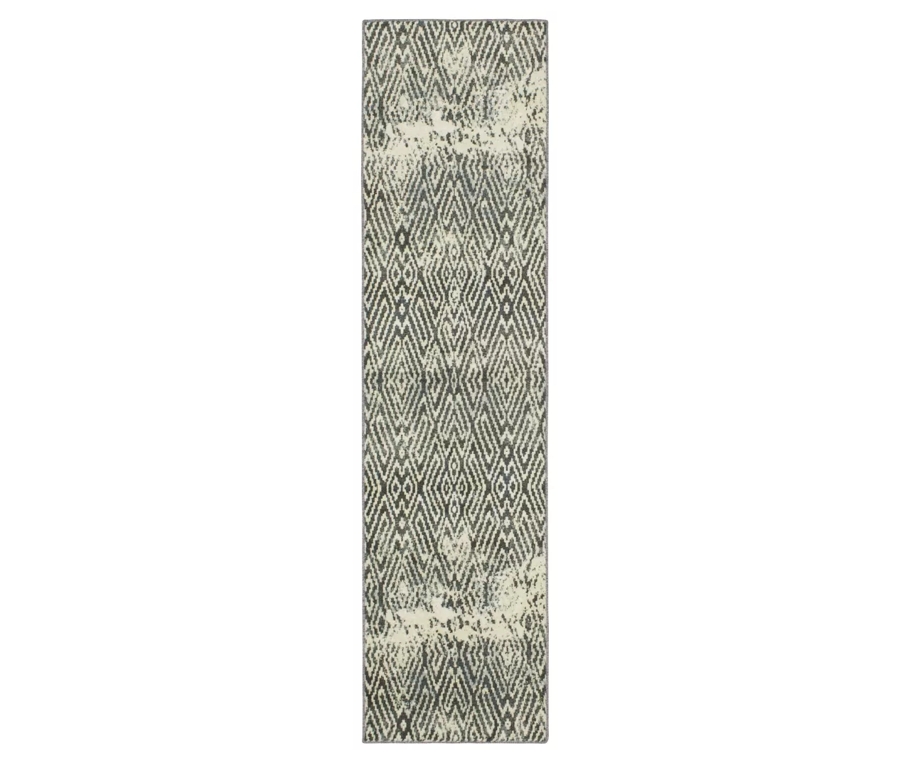 Maisie Gray & White Geometric Area Rug, (2' X 8') 1 Maisie Gray & White Geometric Area Rug, (2' X 8')