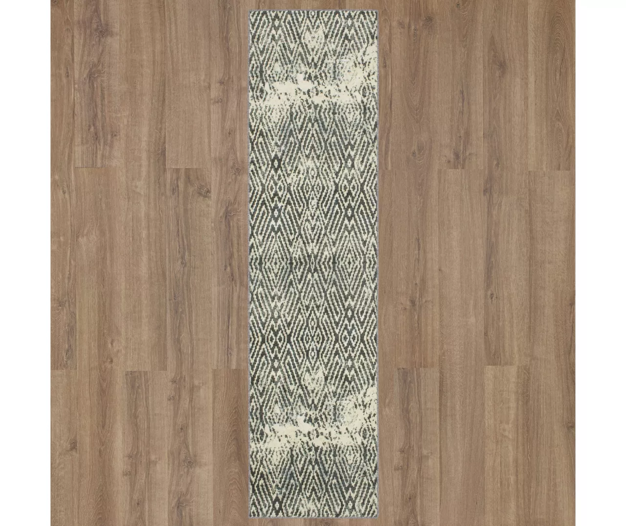 Maisie Gray & White Geometric Area Rug, (2' X 8') 2 Maisie Gray & White Geometric Area Rug, (2' X 8') - Image 2