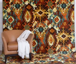 Blue & Brown Geometric Diamond Area Rug, (8' X 10') -Carpet Promotion 810600940 A0 3