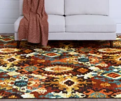 Blue & Brown Geometric Diamond Area Rug, (8' X 10') -Carpet Promotion 810600940 A0 4
