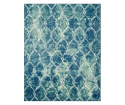 Aqua & White Diamond Rope Area Rug, (3' X 5')