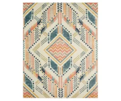 Mohawk Echo Beige, Navy & Orange Geometric Area Rug